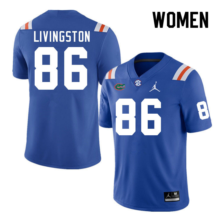 Women #86 Tony Livingston Florida Gators College Football Jerseys Stitched-Retro
